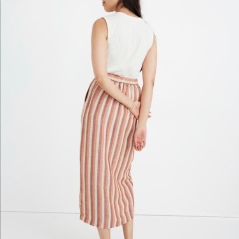 NWT Madewell Striped Pull-On Wrap Midi Skirt (S) - Picture 3 of 7